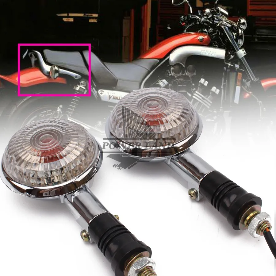 

1pairs Mototcycle Clear Lens Amber Light LED Turn Signal Lights Lamp Indicators Universal For YAMAHA V MAX 1200 XVS 650