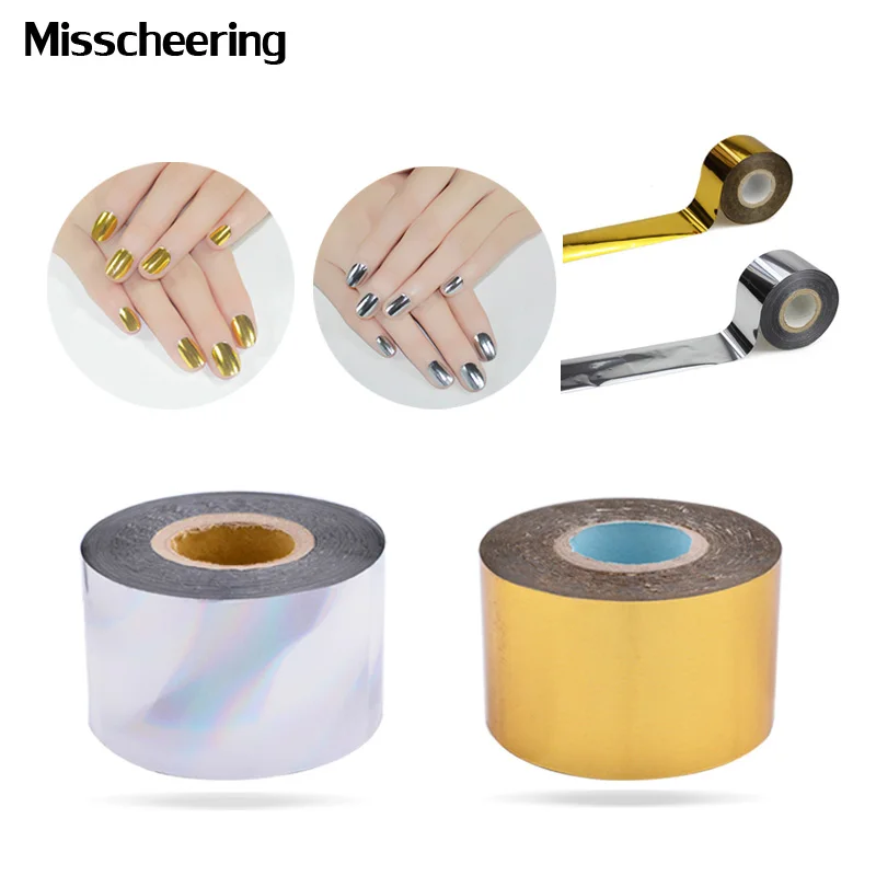 

Hot Gold Silver Nail Art Transfer Foil Paper 1roll 4cmX120m Shiny Style Nail Stickers Decoration DIY Nail Craft Manicure Tools