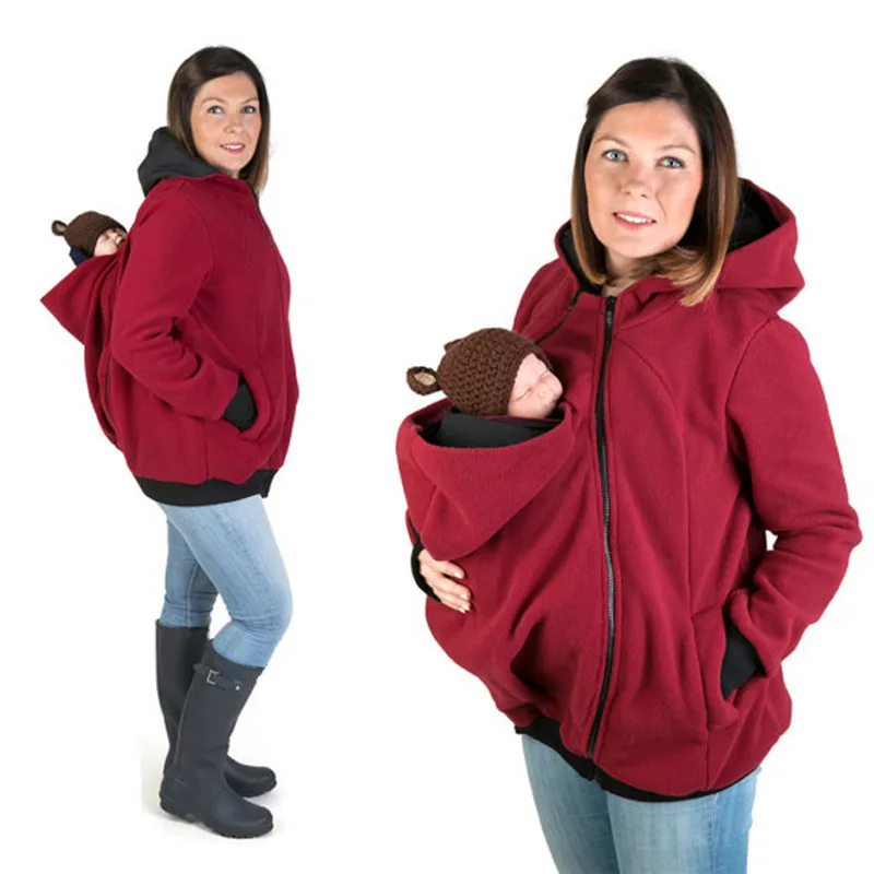 Automne hiver kangourou manteau vêtements de maternité grande taille veste de grossesse Premama porte-bébé pour 0-1 T sweat à capuche enceinte