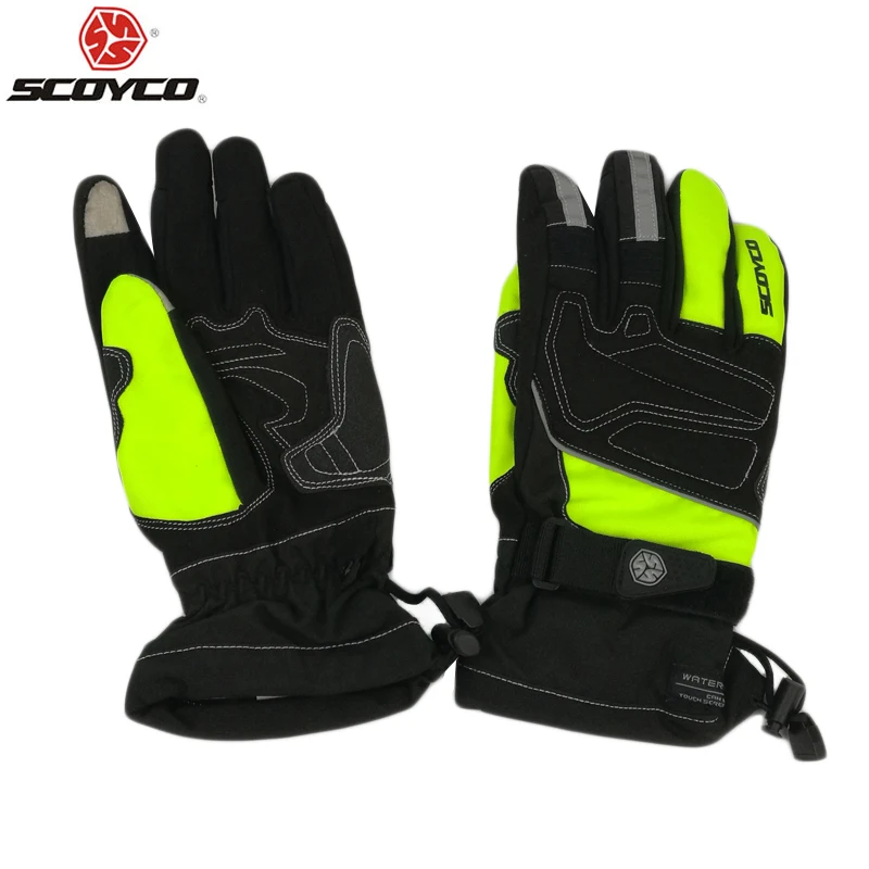 Зимние мотоциклетные перчатки Scoyco M-30 Guantes для мотокросса, спортивные теплые мужские и женские Светоотражающие теплые перчатки для езды