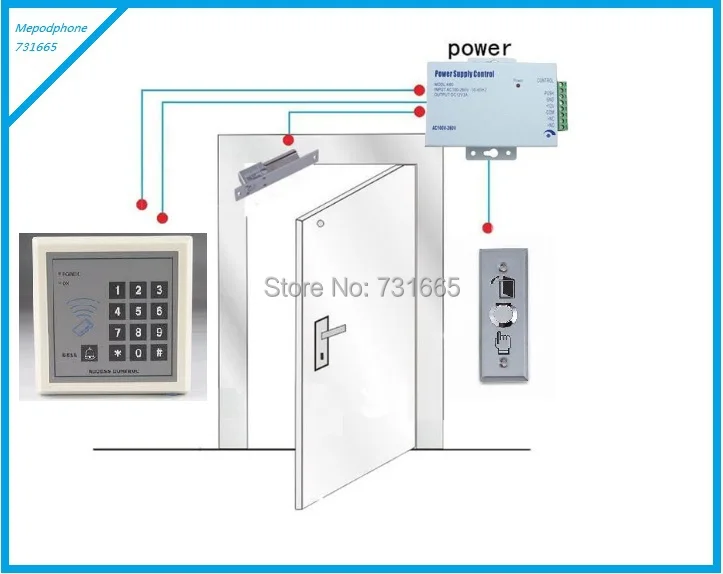 

Keypad Access Controller DIY Kit Set Access Control + Magnetic Lock + Power Supply+ Infrared Exit Button