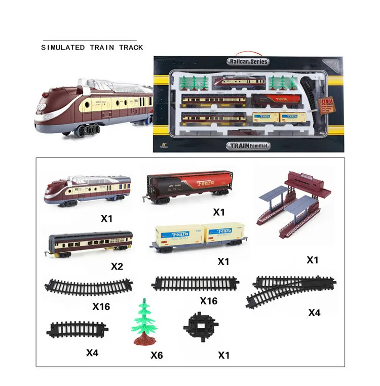 Трен Электрический Поезд Автомобиль железная дорога моторизованный триан трек Набор Модель Игрушки для мальчиков Игрушки для детей рождественские подарки