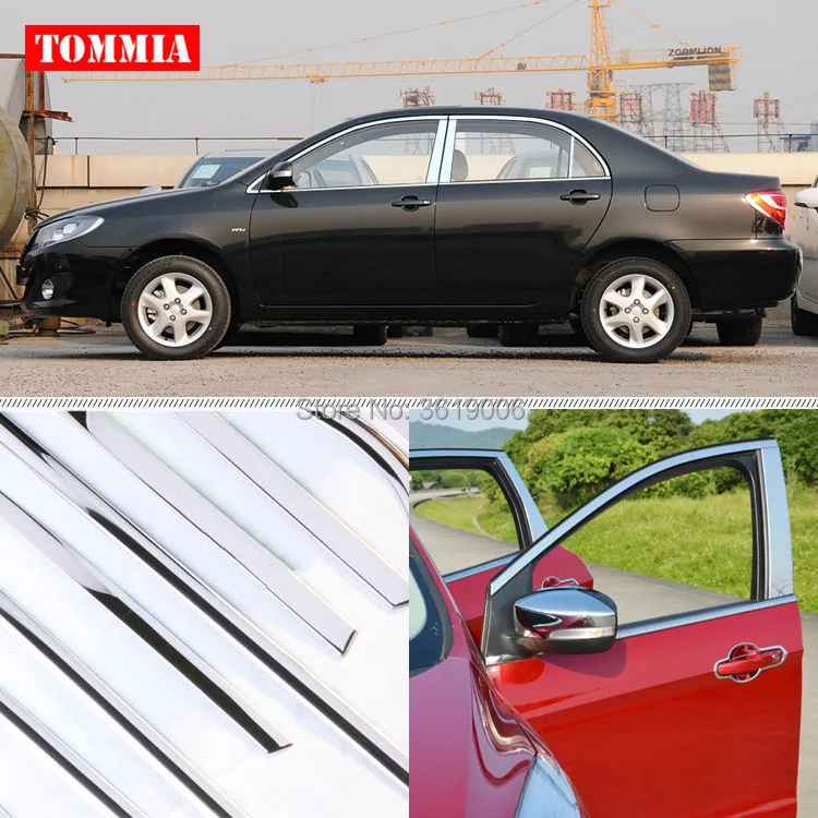 

TOMMIA Full Window Middle Pillar Molding Sill Trim Chromium Styling Strips Stainless Steel For Toyota Corolla EX 2013-2016