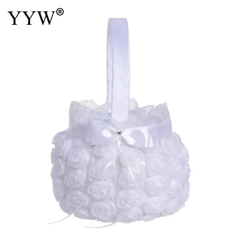 White Rose Flower Basket Artificial Silk Flowers Weeding Decoration For Weddings Fake Flowers Wedding Supplies Decor For Crafts