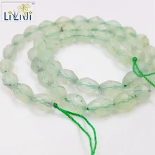 ЛИИ Ji Натуральный Камень Пренит 5X8 мм риса форма граненые бусины DIY ювелирных изделий браслет цепочки и ожерелья около 39 см