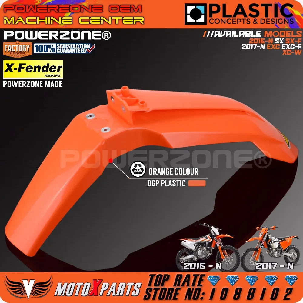 Powerzone MX оранжевый пластиковый переднее крыло для KTM 2016 2017 2018 SX SXF EXC EXCF XCW шесть дней