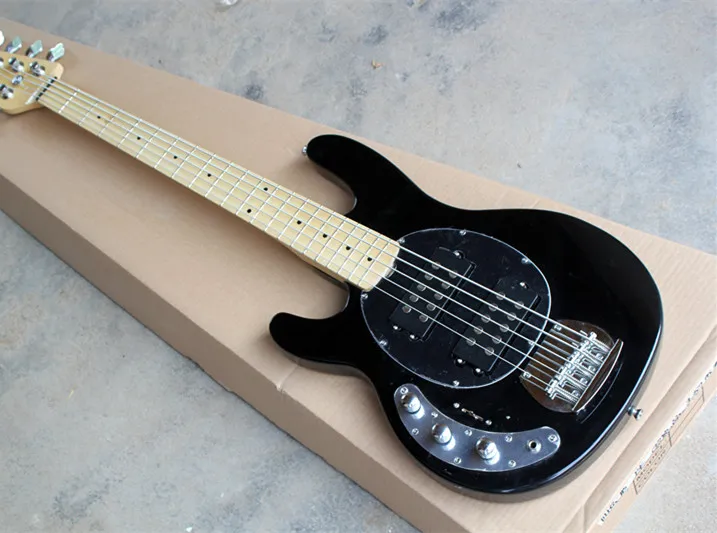 

Factory custom Black body 5 Strings Electric Bass Guitar with 2 Humbuckers Pickups,Maple Fretboard,offer customized