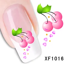 waterproof Water Transfer Nails Art Sticker Beautiful cherry design girl and women manicure tools Nail Wraps Decals XF1016