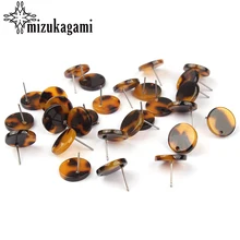 14mm 6pcs/lot Acetate Resin Tortoiseshell Round Base Earrings Connector For DIY Earring Making Jewelry Accessories