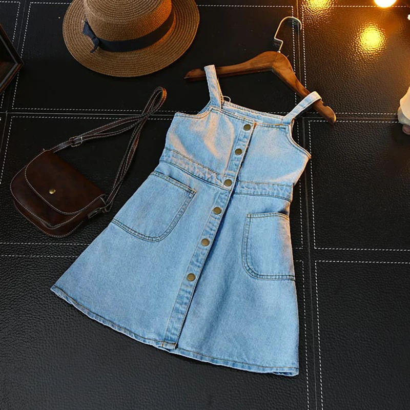 2018 New Summer Item Girl One Piece Jeans DRESS Suspender Denim Dress ...