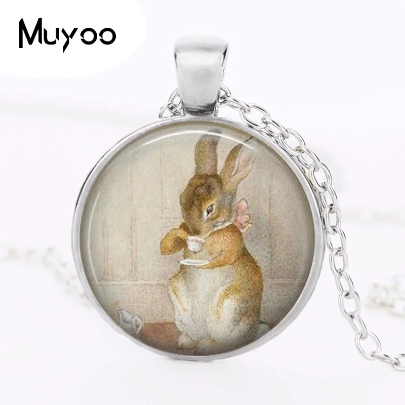 

1pcs/lot 2017 Fashion Peter Rabit Beatrix Potter Logo Pendant Necklace Storybook Fantasy Vintage Necklace Women Jewelry Gift HZ1