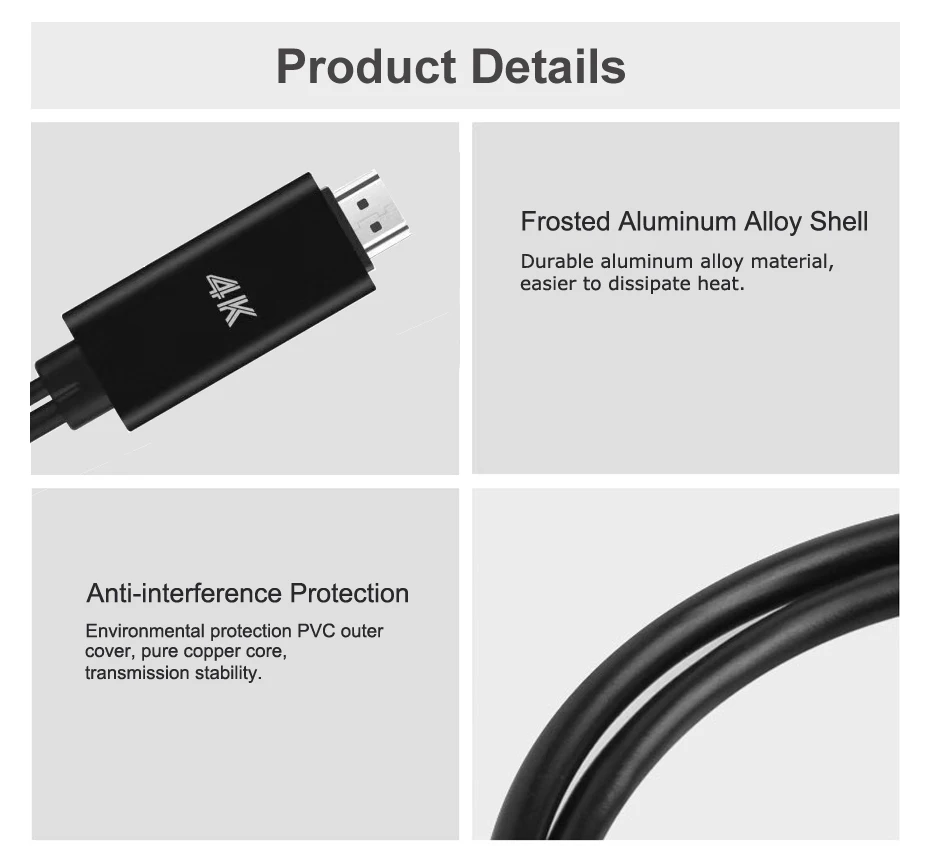 USB Type C 3.1 to HDMI Cable Adapter 4K USB C HDMI Converter with USB Power Port for MacBook Samsung Galaxy S8 S9 Huawei Mate 10