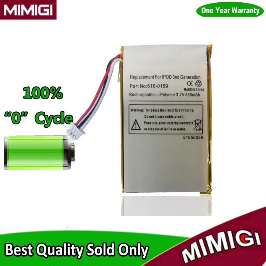 Оригинальный сменный аккумулятор 850mAh 616 0159 для Apple iPod 3 3G Gen го поколения A1040