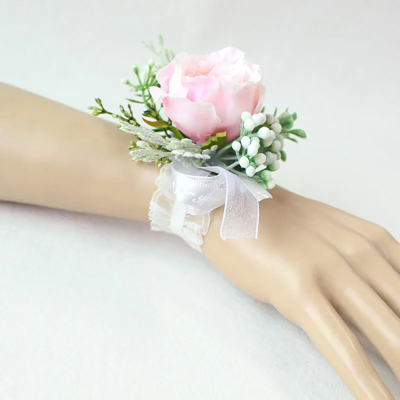 cuff bridesmaid bracelet flower wrist corsage  (1)