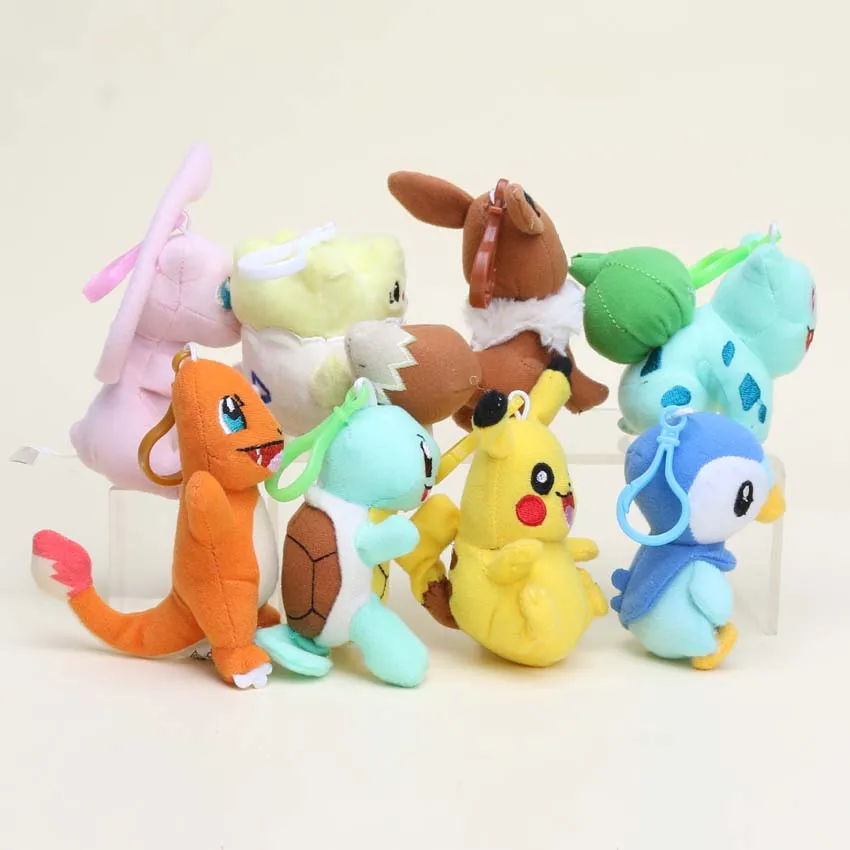 8 шт./лот аниме Eevee плюшевый Бульбазавр, чармандер Piplup Squirtle Mew Мягкие животные togepi небольшой кулон мягкий брелок подарок