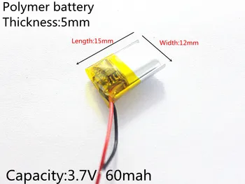 

3.7V 60mAh 501215 Lithium Polymer Li-Po li ion Rechargeable Battery cells For Mp3 MP4 MP5 GPS PSP mobile bluetooth