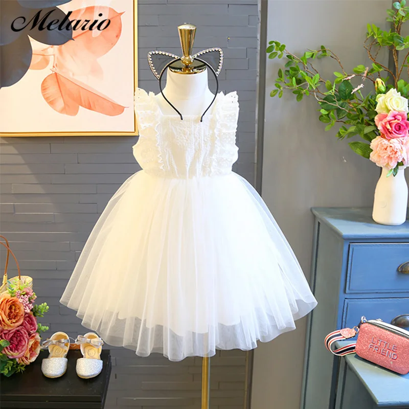

Melario Girls Dress 2019 New Summer Children Floral Dresses Girl Clothes Lace Solid Party Dress Openwork Kid Princess Dress