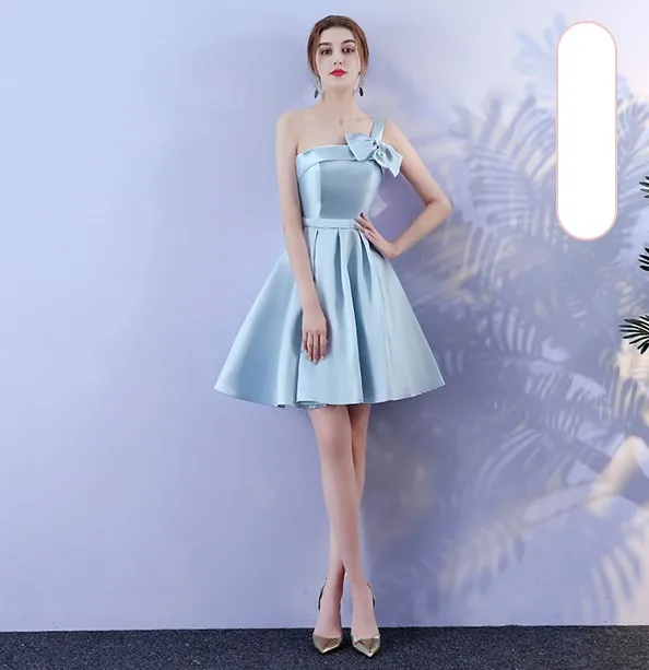 

Blue Color Above Knee Mini Dress Elegant Dress Women for Wedding Party Bridesmaid Dresses