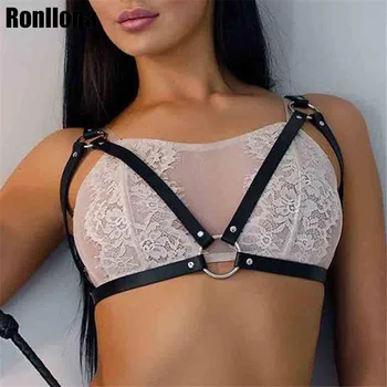 

Leather Harness Garter For Women Sexy Bra Erotic Porno Lingerie Couple Flirting Breast Cage Adjustable Belt Shoulder Bondage