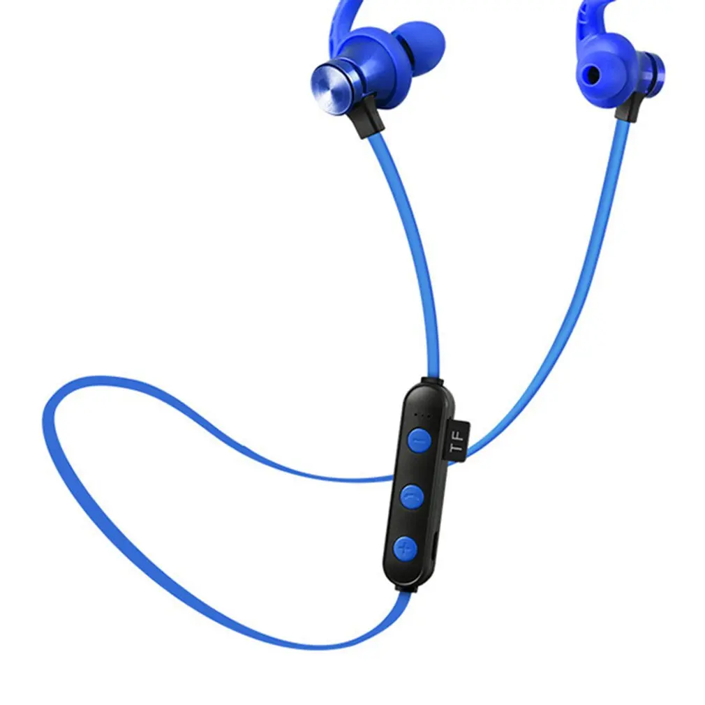 T22 Sports Wireless Bluetooth Earphone Magnetic Attraction Headset Waterproof Earphone Build-in Mic Pluggable TF card - Цвет: Синий