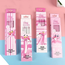 12 шт./кор. мультфильм животных Розовая пантера леопард HB деревянный Стандартный карандаши с ластиком канцелярские деревянные карандаши подарки