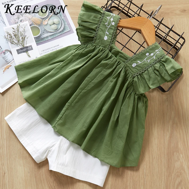 

Keelorn Girls Clothing Sets Cute Girls New Brand Girls Clothes Kids Clothing Sets Sleeveless Casual T-Shirt + Short 2Pcs Suits