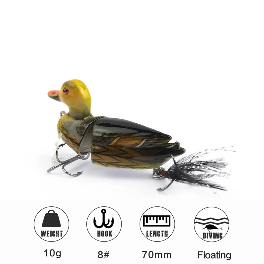 NOEBY Duck Lure 7cm/10g Topwater Floating Fishing Baits Hook Jointed