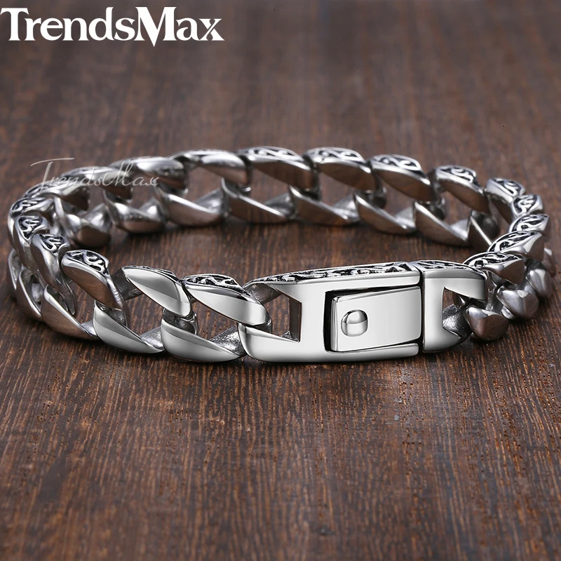 Trendsmax, модный,, нержавеющая сталь, очаровательный браслет для мужчин, Ретро стиль, тотем, мужские s браслеты,, крутой, мужской браслет, ювелирное изделие HB30