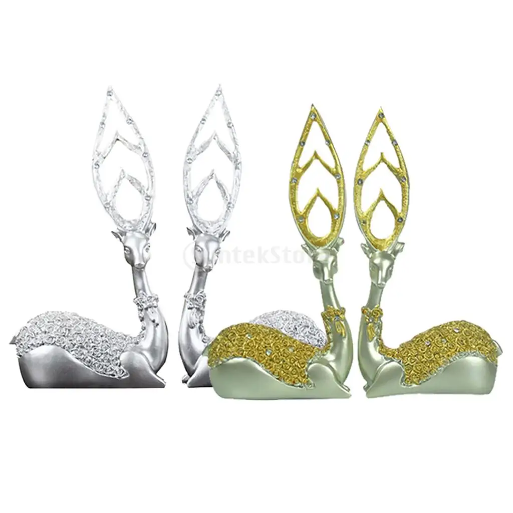 Kopen 1 paar van Hars Herten Standbeeld Home Decoratie Artikelen voor Xmas Huwelijksgeschenken Ambachten Beeldje