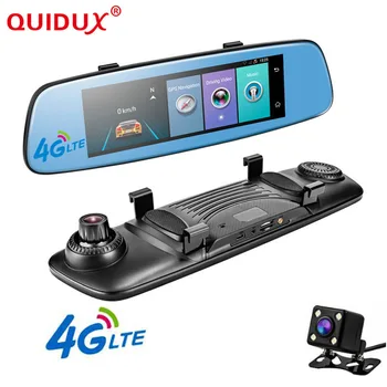 QUIDUX 4G Car DVR 7.84 Touch ADAS Remote Monitor Rear view mirror with DVR and camera Android 5.1 Dual lens 1080P WIFI dashcam