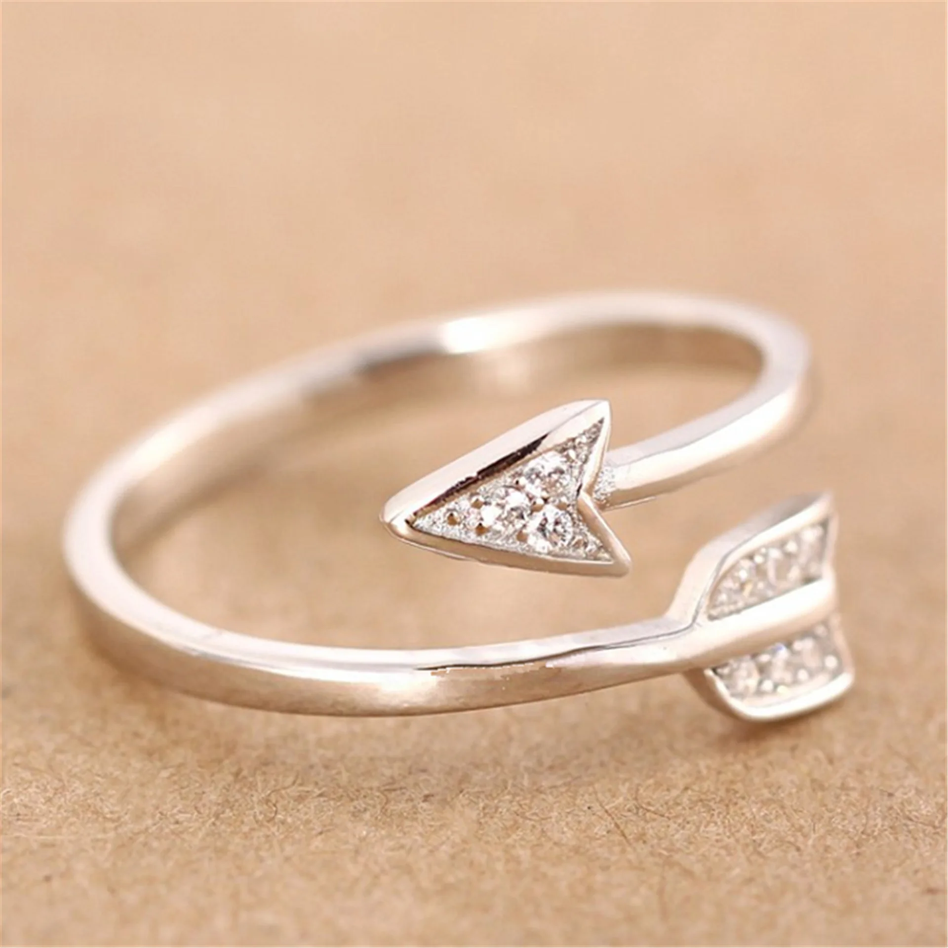 

Resizable Size Sagittarius Rings For Women Girs Lovers Cupid Arrow Design Jewelry Silver Plated Cubic Zircon Ring Best Gift