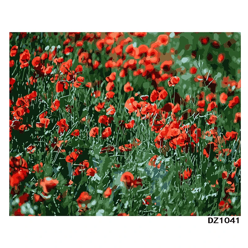 Poppy Flower.40x50cm Painting By Numbers DIY wall Art Living Room Decoration Scenery Figure Animal Flower Carton | Дом и сад