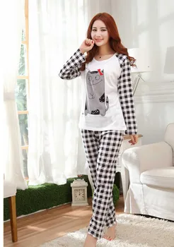 

Hot women's fashion sweet womens pajamas Animal printing Indoor Clothing Home Suit Sleepwear Winter Long sleeve Trousers Pajamas