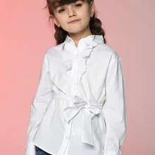 С длинным рукавом девушка блузки / девочек школы рубашки / подростковая единая / 4 размеры:,L Xl, Xxl для 11- 18 лет девочки