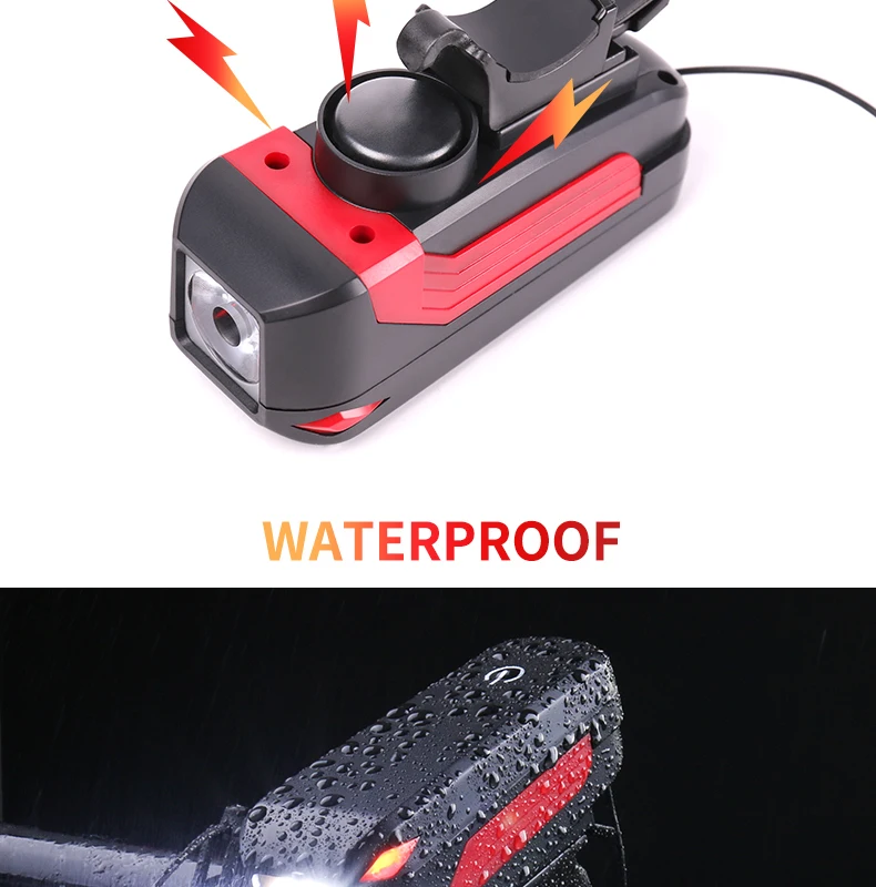 Discount WHEEL UP Bike Bicycle Horn Headlight USB Rechargeable LED Lamp IPX5 350 Lumens Cycling Headlight With Horn Handlebar Flashlight 4