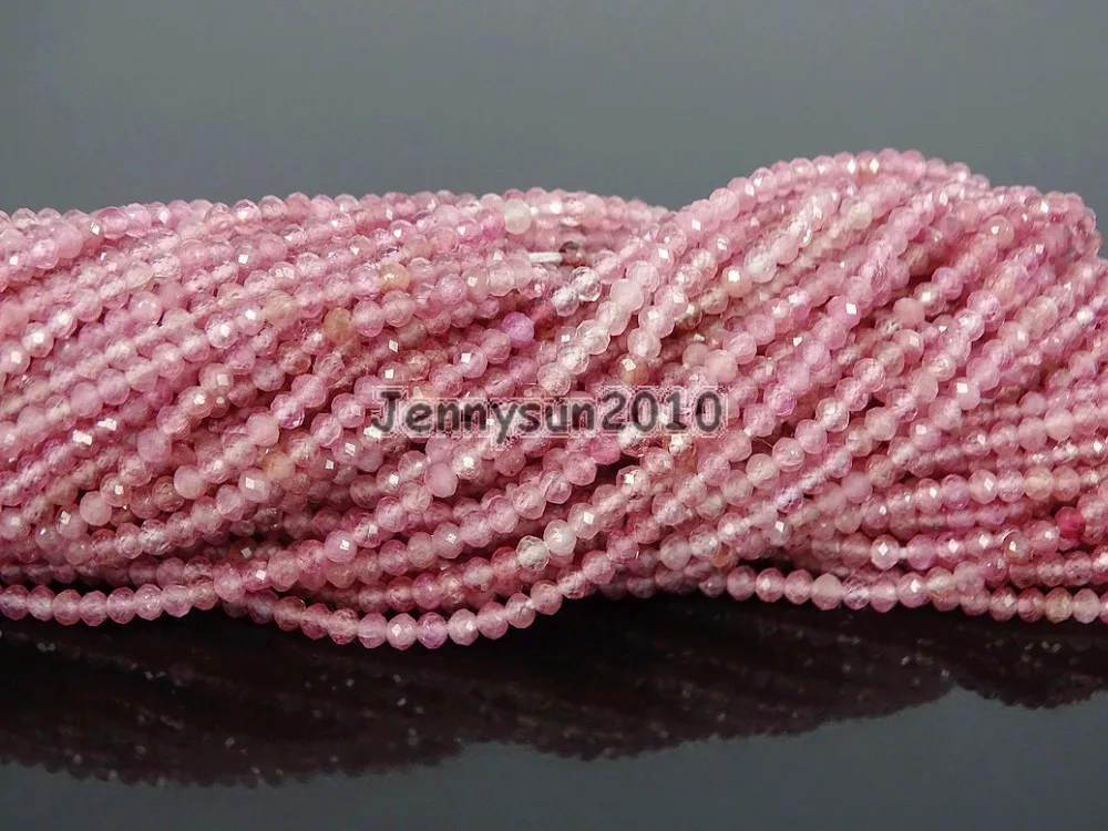

Grade AAA Brilliant Cut Shining Natural Pink Tourmaline Gems Stones 2mm Faceted Round Beads 15" Jewelry Making 2 Strands/Pack