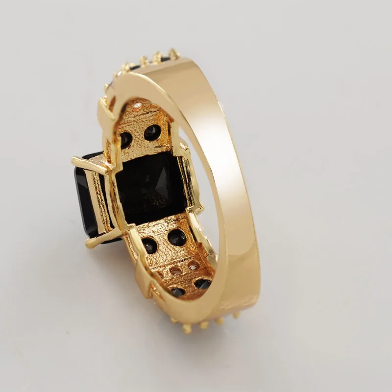 MxGxFam черные CZ кольца для женщин крутые ювелирные изделия 18 k желтое золото-цвет AAA+ циркон