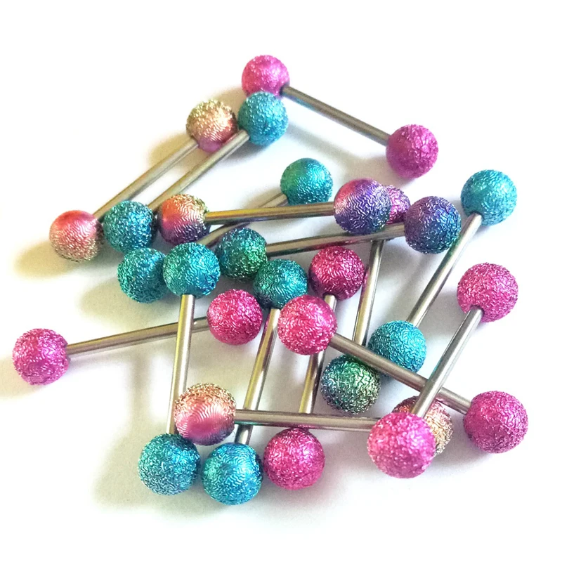 

10PCS Mulricolor Barbell Bar Tongue Piercing Rings Fashion Stainless Steel Tongue Rings For Women Body Piercing Jewelry