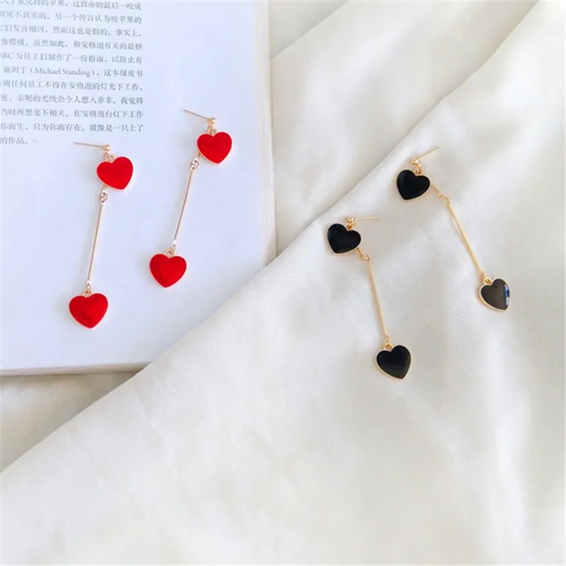 

Women jewelry earring Acme contracted fashion heartly eardrop heart-shaped earrings Women Double red heart earrings