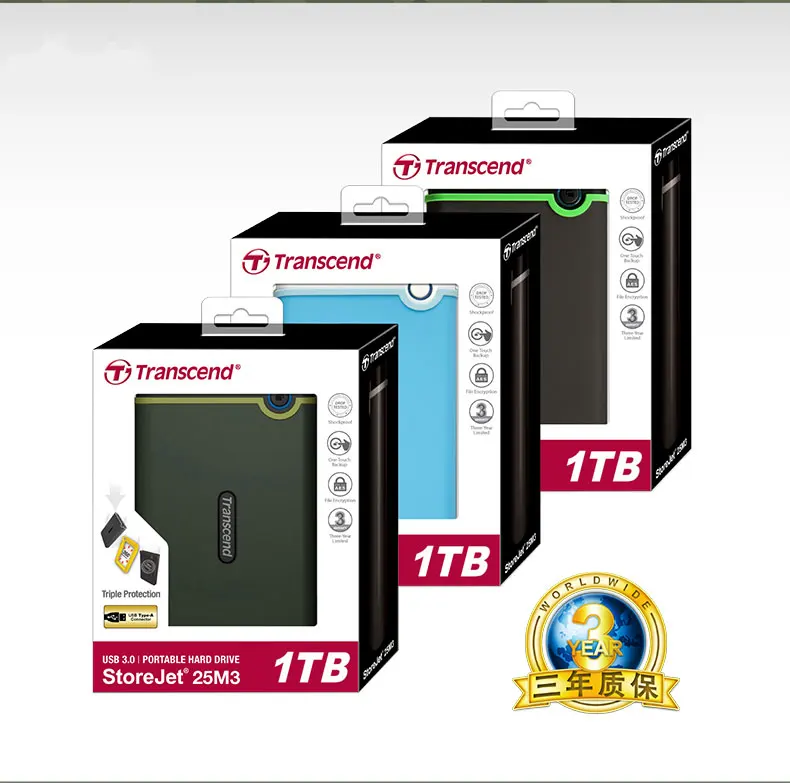 Внешний жесткий диск Transcend USB 3,0 s 1 ТБ высокоскоростной жесткий диск 2," HDD 1 ТБ ультра-тонкий портативный антисейсмический жесткий диск