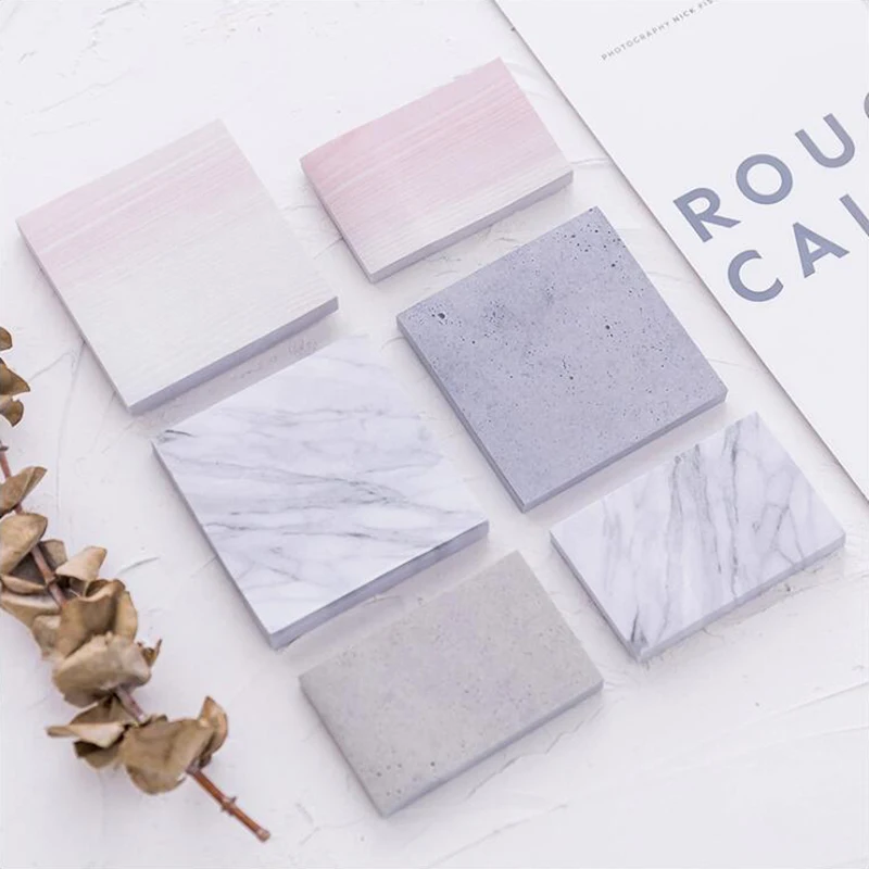 

Marble Pattern Notepad Sticky Stickers Self-adhesive Decorative Stickers Office Stationery and School Supplies 30 pages/1PCS