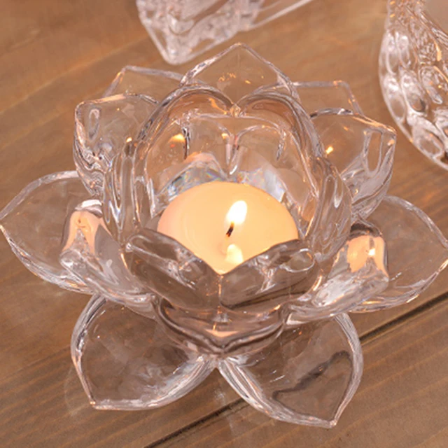 1pcs handmade crystal lotus flower candle holders 5 colors