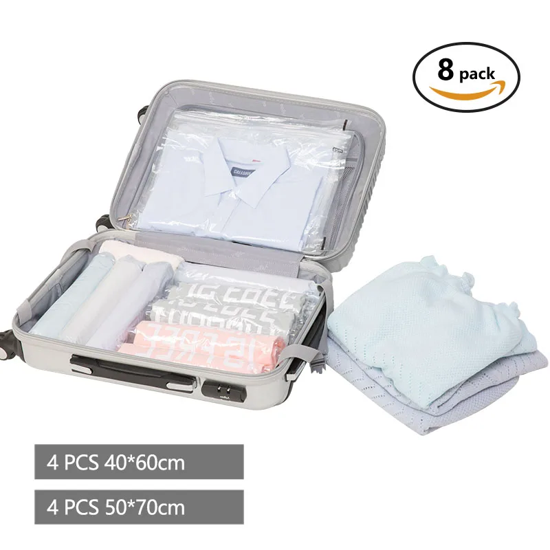 8 PCS Travel Storage Bags Manual Vacuum Compression Bags for Packing Vacuum Bag for Clothes ...