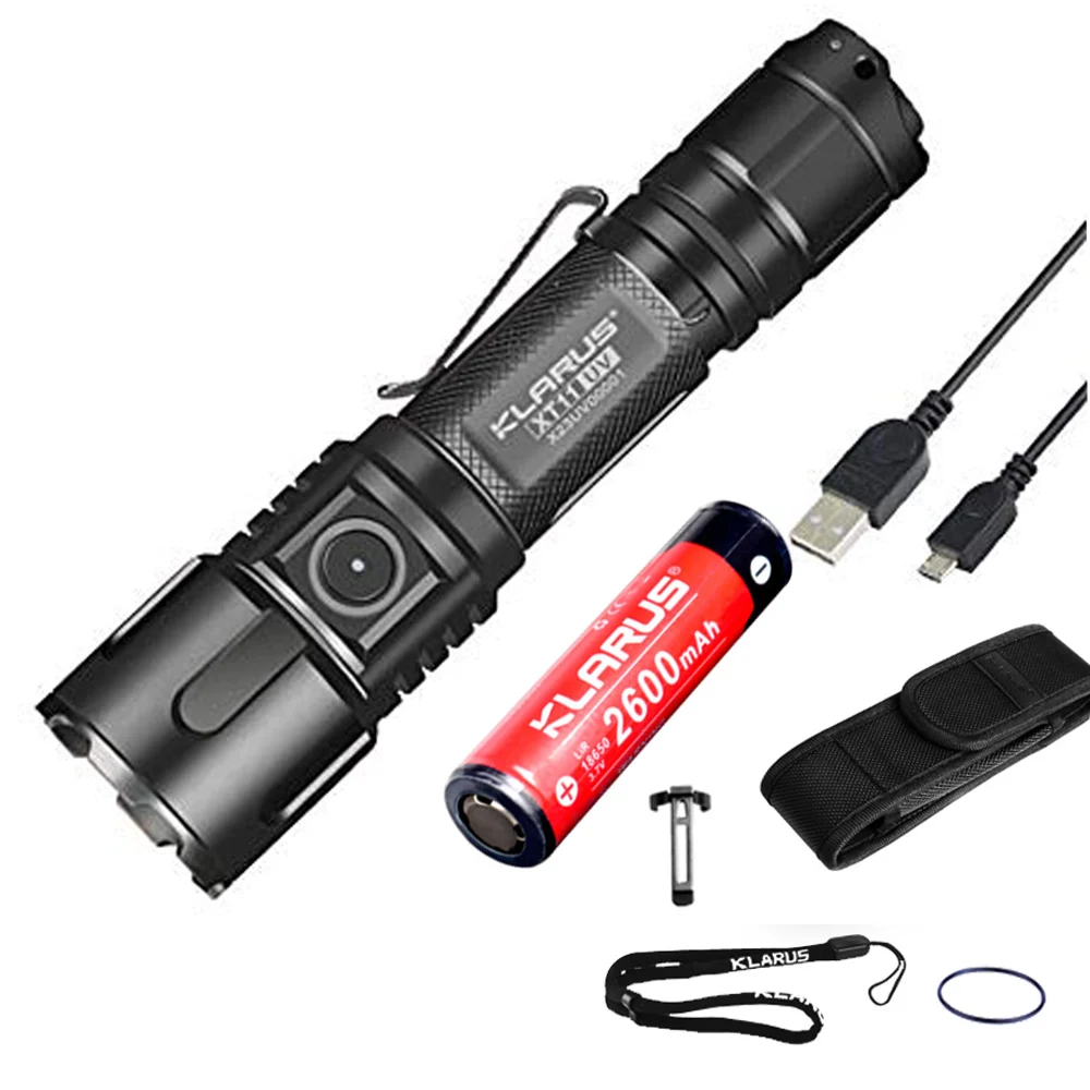 

Klarus XT11UV USB Rechargeable Flashlight White light UV light CREE XP-L V3 3* 365nm UV max 900LM with battery charging cable