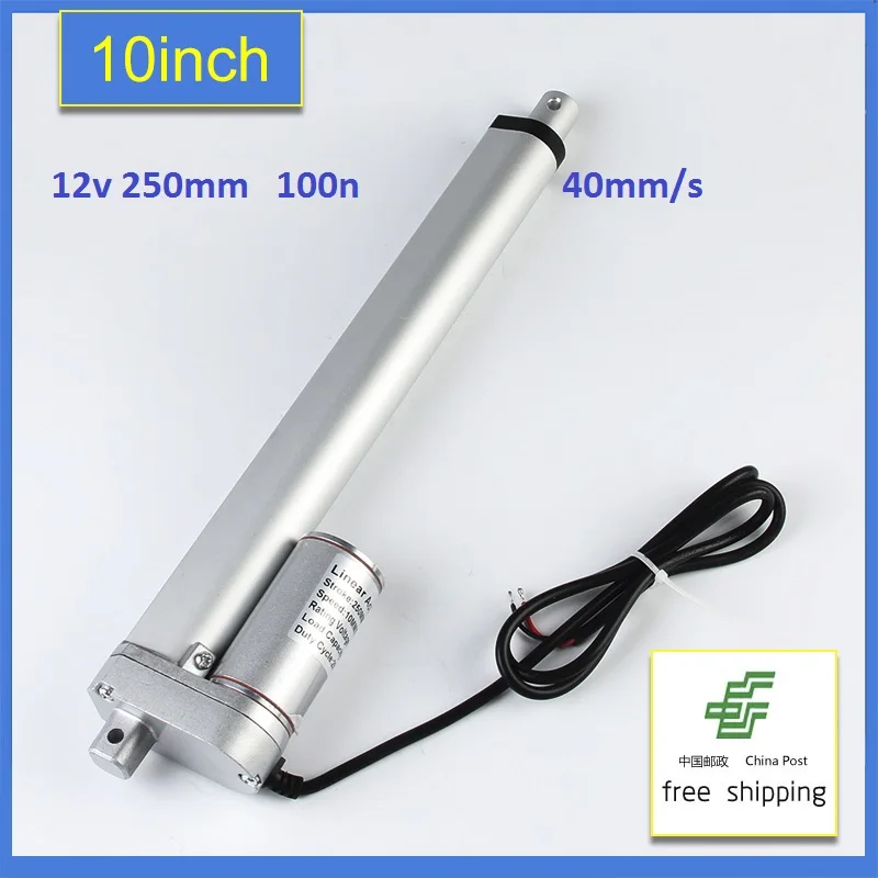 

10Inch 12V DC Electric Mini Linear Actuator 250mm Stroke 40mm/s 10KG Load 12v 100N Tubular Electric Motor 24V Free shipping