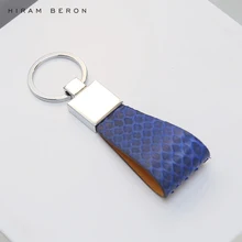 Hiram Beron Мужская ключница синяя кожа питона индивидуальные инициалы персонализировать с Подарочная посылка