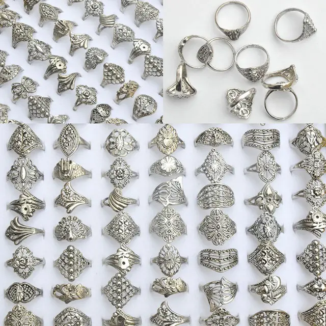 20Pcs Vintage Tibet Flower Silver Rings Wholesale Mixed Lots Costume Jewelry 20Pcs Vintage Tibet Flower Silver Rings Wholesale Mixed Lots Costume Jewelry