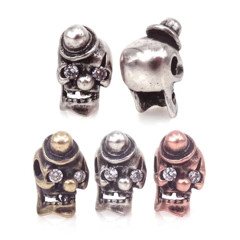 Charms argent antique Skull Head Spacer Beads Pour Bracelet Bijoux Making