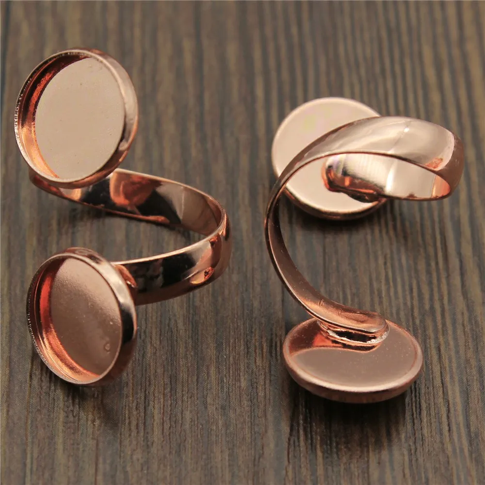 5 шт. 8 цветов подходит 10 мм 12 мм круглые Стекло кольца с кабошоном настройки Регулируемый двойной настройки основание кольца для изготовления ювелирных изделий