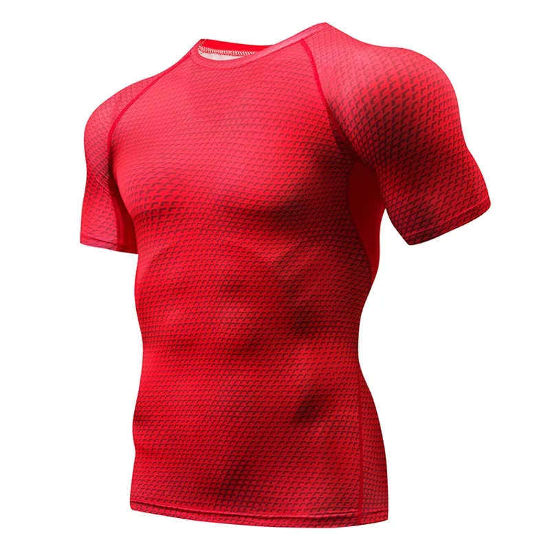 Качественная футболка для спортзала быстросохнущая спортивная одежда Рашгард компрессионная футболка для фитнеса Джерси бесшовная спортивная мужская рубашка для бега - Цвет: Photo Color